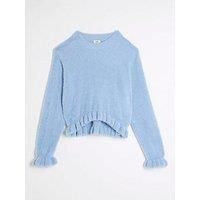 River Island Girls Frill Cropped Jumper - Blue
