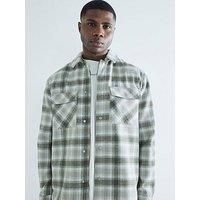 River Island Check Curved Hem Overshirt - Green