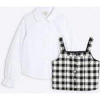 River Island Older Girl Boucle 2 In 1 Blouse Top - Black