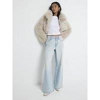 River Island Petite High Waisted Relaxed Straight Jeans - Blue