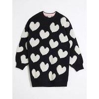 River Island Older Girl Heart Jumper Dress - Black