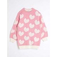 River Island Older Girl Heart Jumper Dress - Pink