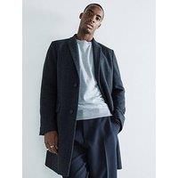 River Island Faux Wool Single Breasted Overcoat - Grey