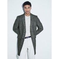 River Island Textured Single Breasted Overcoat - Grey