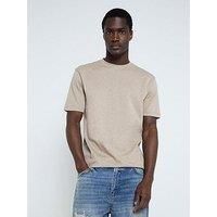River Island Short Sleeve Ri Studio Slim T-Shirt - Cream