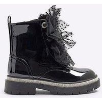 River Island Girls Patent Bow Boots - Black