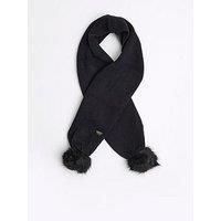 River Island Older Girl Pom Pom Knit Scarf - Black