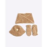 River Island Girls Borg Bucket Hat Bundle - Cream