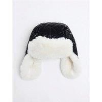 River Island Girls Padded Heart Trapper Hat - Black