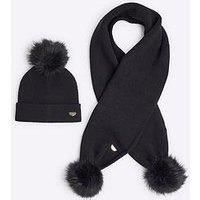 River Island Girls Beanie And Scarf Bundle - Black