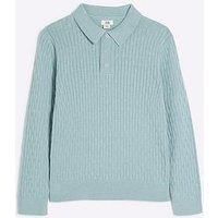 River Island Boys Long Sleeve Stitch Polo Shirt - Green