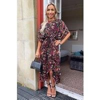 Ax Paris Multi Print Batwing Top Wrap Skirt Midi Dress