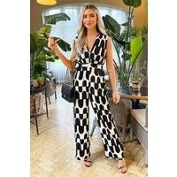 Ax Paris Abstract Jumpsuit - Black