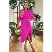 Ax Paris Blouson Midi Dress - Pink