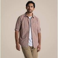 Craghoppers Men's Nosilife Nuoro Insect-Repellent Check Long Sleeved Shirt in Red | Size: Medium
