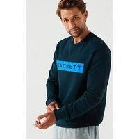 Hackett London Men/'s Hs Essential Sp Crew Sweatshirt, Blue (Navy/Blue), XL