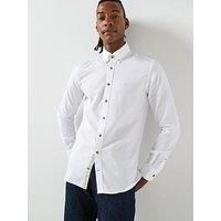 Hackett Flannel Trim Long Sleeve Shirt - White