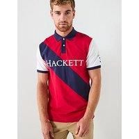 Hackett Heritage Number Sash Short Sleeve Polo Shirt - Red