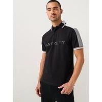 Hackett Linear Logo Short Sleeve Polo Shirt - Black