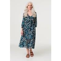 Floral Semi Sheer V-Neck Midi Dress