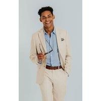 Dobell Men's Cream Slim Fit Linen Suit Jacket | Size: 38S