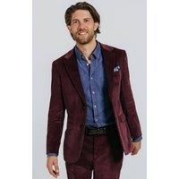 Dobell Mens Burgundy Corduroy Jacket Regular Fit 100% Cotton-48R