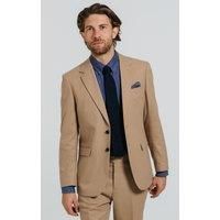 Dobell Men's Camel Twill Suit Jacket in Light Brown | Size: 46R