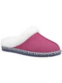 Hush Puppies Ladies Amara Aztec Mule Slippers Faux Fur Memory Foam Slip On Cosy