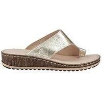 Womens Hush Puppies Elissa Leather Toe Post Wedge Slip On Sandals Ladies UK 3-8