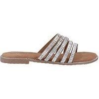 Hush Puppies Paris Slide Suede Women's Tan/Silver Sandals