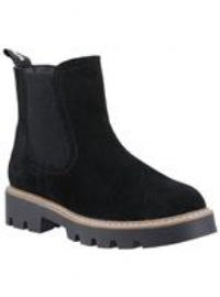 Hush Puppies Aofie Suede Women's Black Flat Chelsea Boots