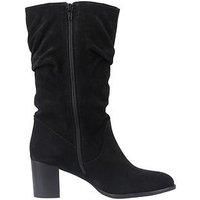 Hush Puppies Cosima Suede Women's Black Suede Heeled Knee High Boots