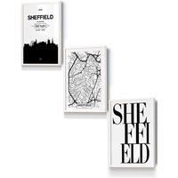 ARTZE SHEFFIELD Skyline Street Map City Prints Framed Wall Art - Small in White | Size: W33 cm x H45 cm x D20mm