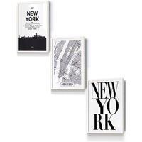 ARTZE NEW YORK Skyline Street Map City Prints Framed Wall Art - Small in White | Size: W33 cm x H45 cm x D20mm