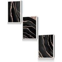 ARTZE Abstract Black Grey Gold Strokes Framed Wall Art - Small in White | Size: W33 cm x H45 cm x D20mm