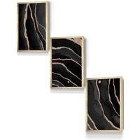 ARTZE Abstract Black Grey Gold Strokes Framed Wall Art - Small in Metallic Gold | Size: W33 cm x H45 cm x D20mm