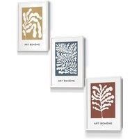 ARTZE Framed Boho Abstract Yellow, Blue, Red Floral Shapes Framed Wall Art - Small in White | Size: W33 cm x H45 cm x D20mm