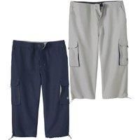 Atlas For Men Mens Crop Elasticated Waist Cargo Trousers / 5XL Grey/Navy Blue AF