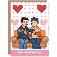 Anniversary Card Gay Gamers Video Games Pixel Art For Him Husband Partner