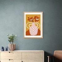 East End Prints Checkered Retro Flower Pot Print by Miho Art Studio