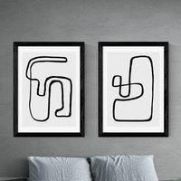 East End Prints Abstract Monochrome Set of 2 Prints by Rafael Farias