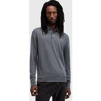 Allsaints Mode Merino Long Sleeve Knitted Polo - Blue