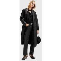 Allsaints Aire Long Line Leather Coat - Black