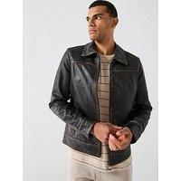 Allsaints Alkan Distressed Leather Jacket - Black