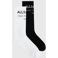 Allsaints Underground 2 Pack Crew Socks - Black/White