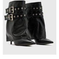 Allsaints Dua Fold-Over Buckle Leather Boots - Black