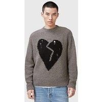 Allsaints Luvheart Crew Neck Knitted Jumper - Grey