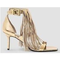 Allsaints Paola Fringed Metallic Heeled Sandals - Gold