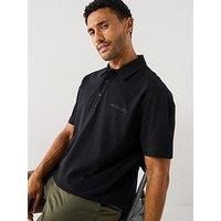 Allsaints All Saints Xander Short Sleeve Polo Shirt - Black