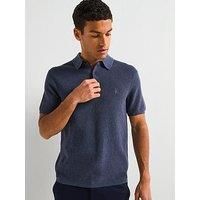 Allsaints All Saints Aspen Short Sleeve Polo Shirt-Navy